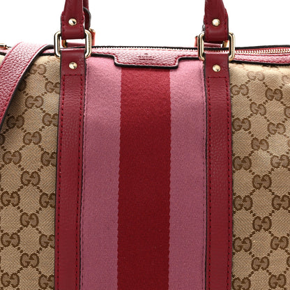 Gucci Monogram Cellarius Calfskin Vintage Web Medium Boston  Beige Ebony Soft Burgundy Peonia Flower 8 of 12