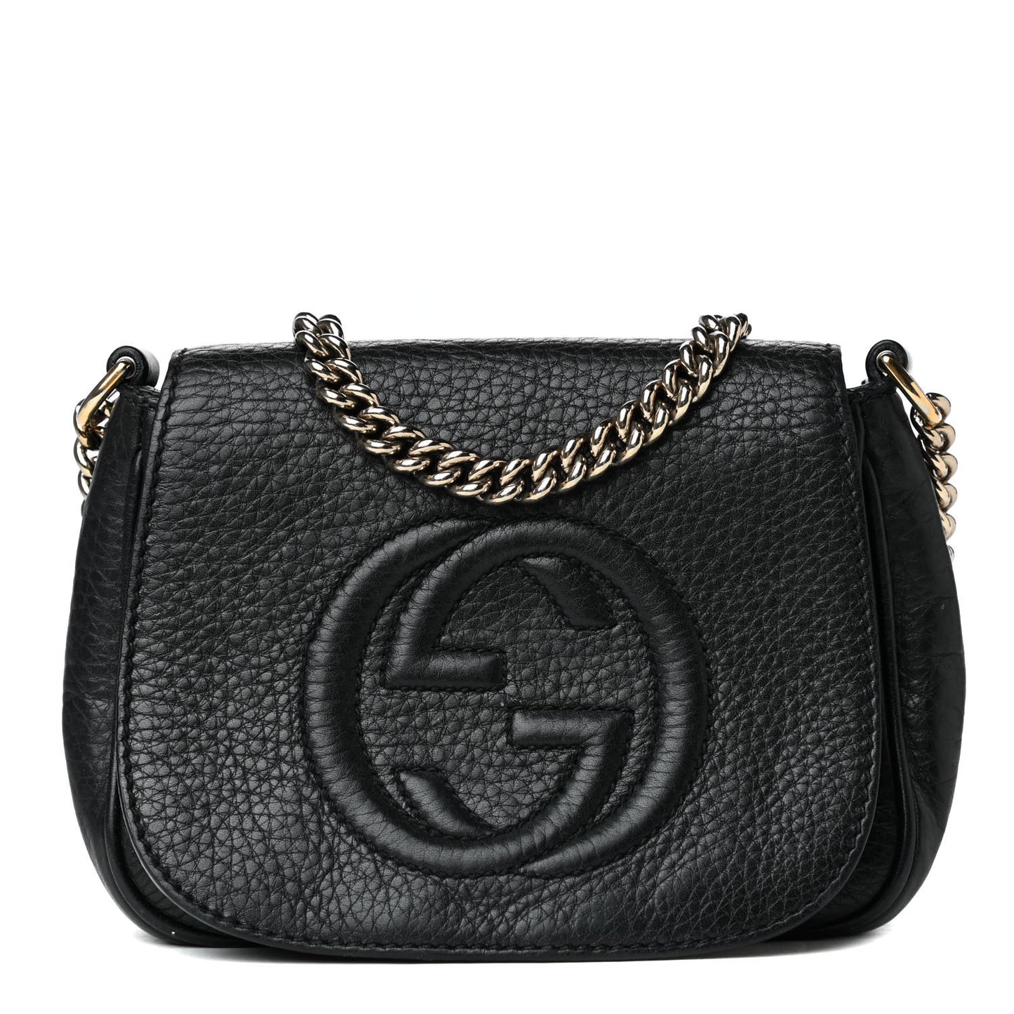 Pebbled Calfskin Small Soho Flap Crossbody Black