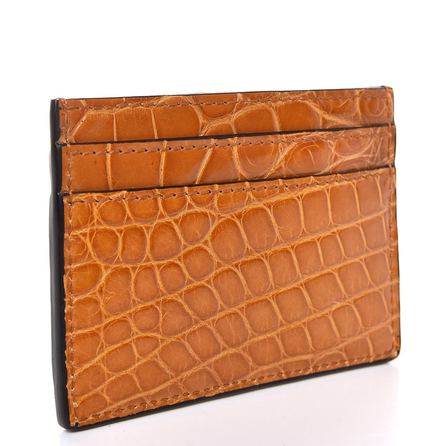 Crocodile GG Ophidia Card Holder Cognac