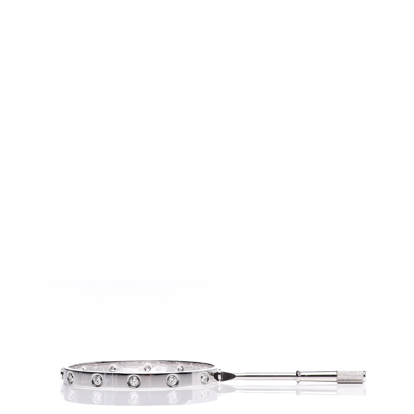 18K White Gold 10 Diamond LOVE Bracelet 17