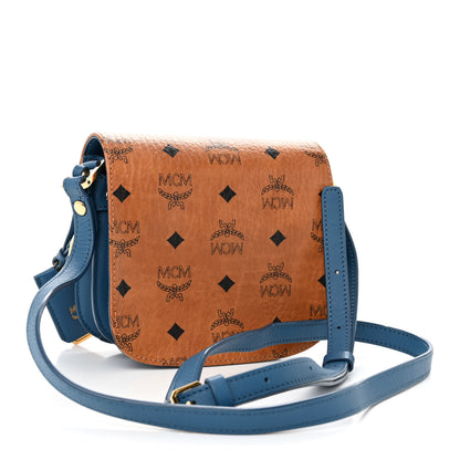 MCM Visetos Mini Patricia Shoulder Bag Cognac Blue 3 of 10