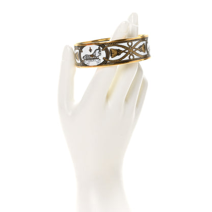 Hermes Enamel Printed Wide Grand Apparat Bracelet 65 White 2 of 5
