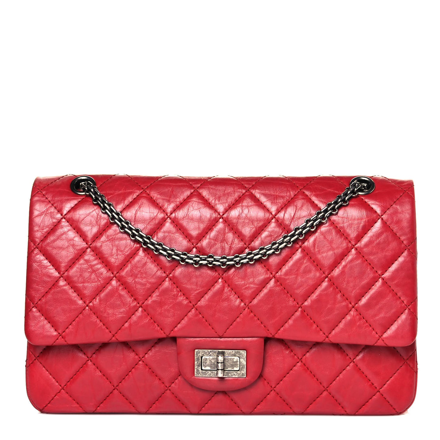 Aged Calfskin Quilted 2.55 Reissue 227 Flap Red