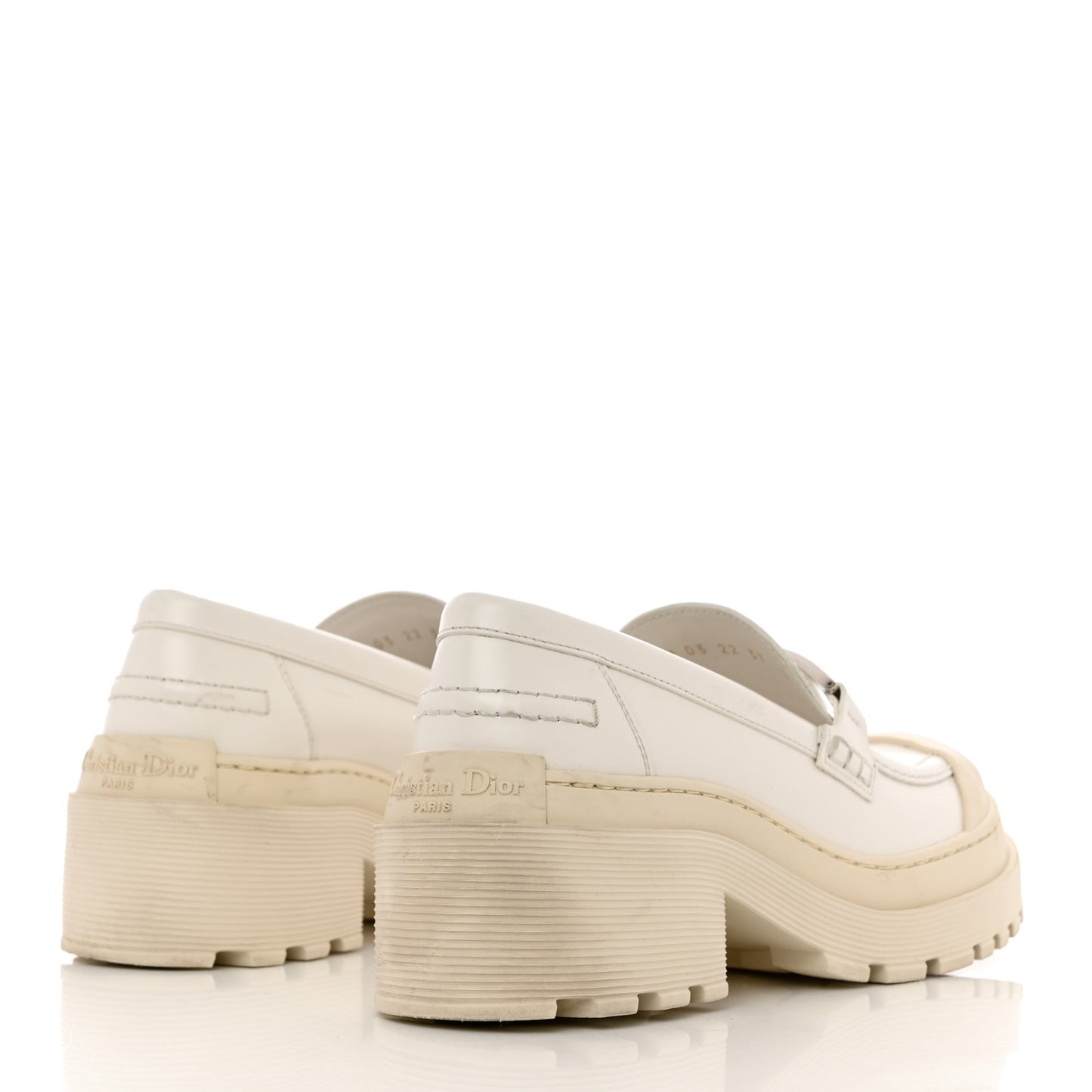 Brushed Calfskin Dior Code Lug Sole Platform 35mm Loafers 37 White