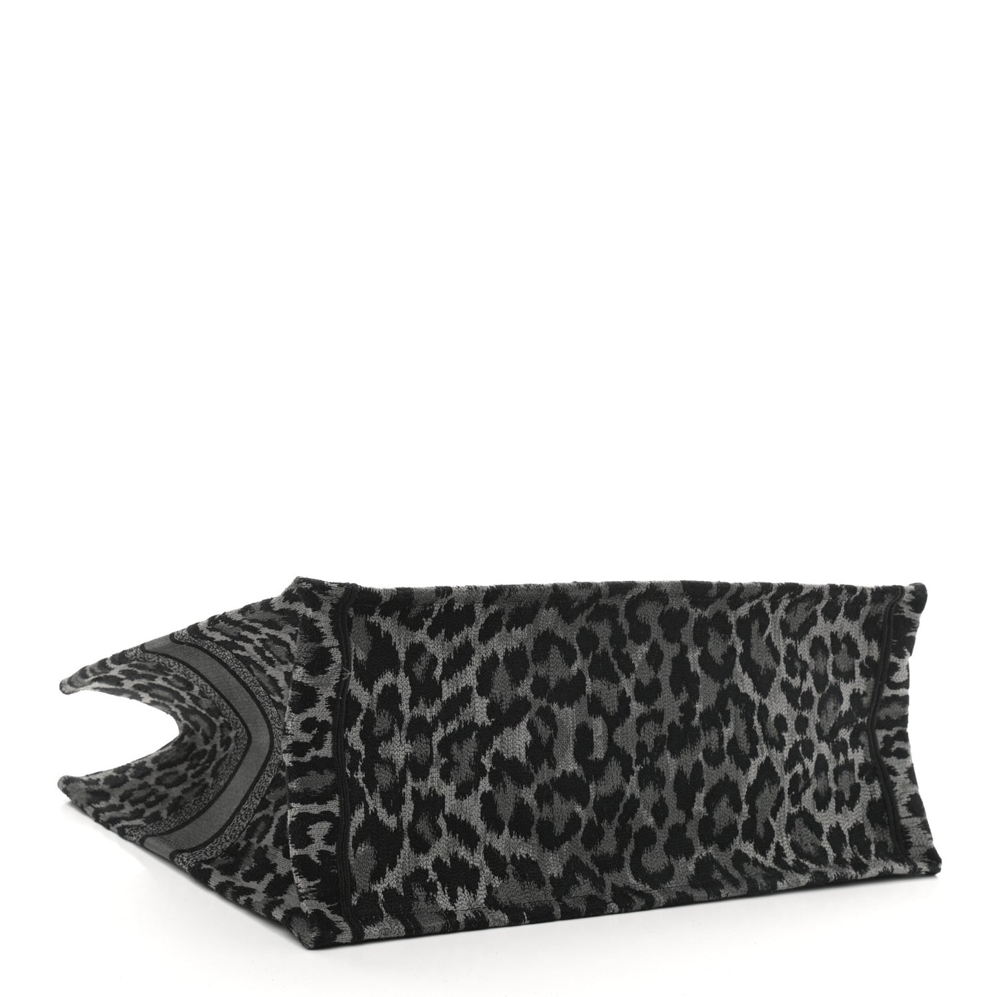 Canvas Embroidered Large Leopard Book Tote Grey