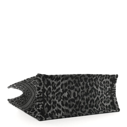 Christian Dior Canvas Embroidered Large Leopard Book Tote Grey 4 of 10