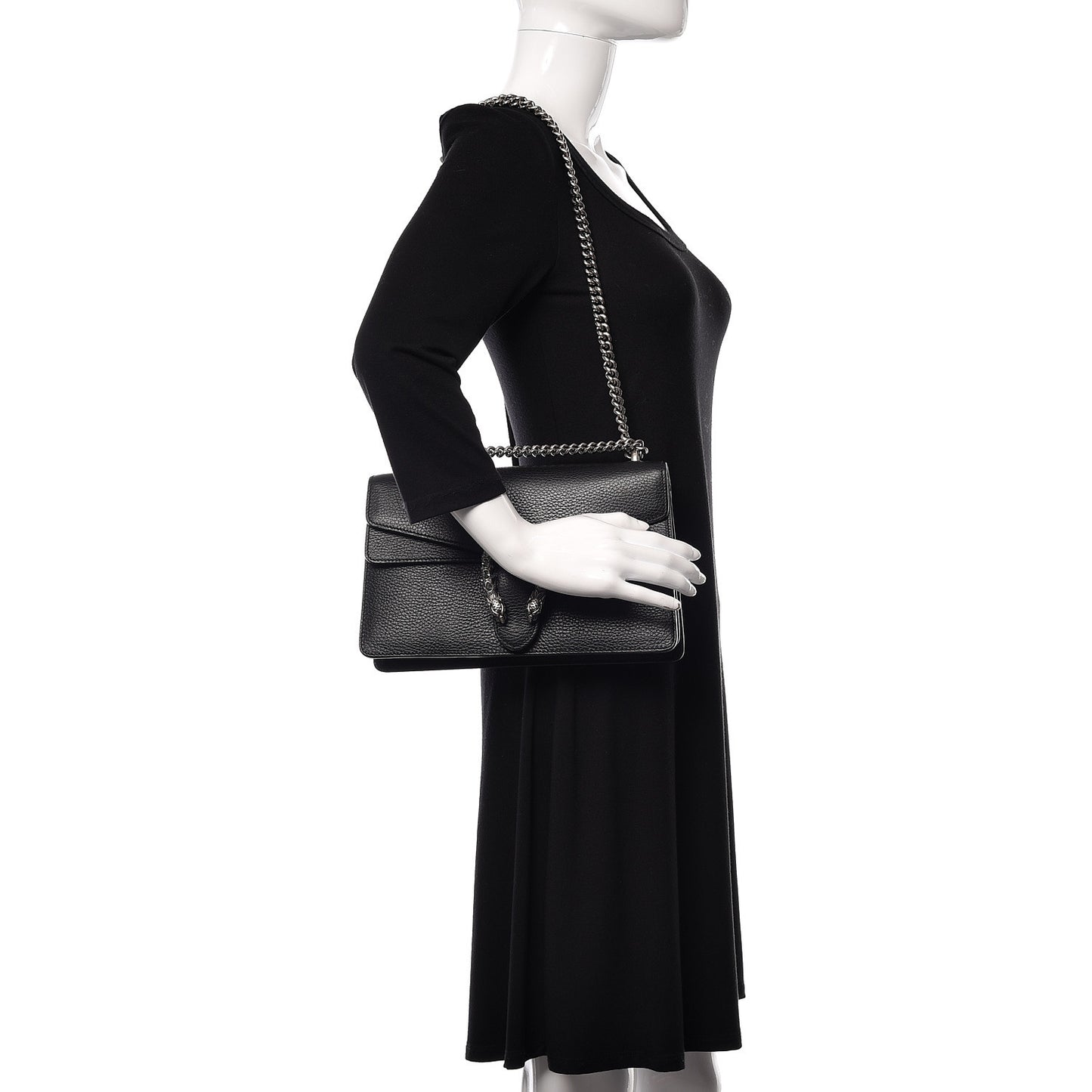 Pebbled Calfskin Small Dionysus Shoulder Bag Black