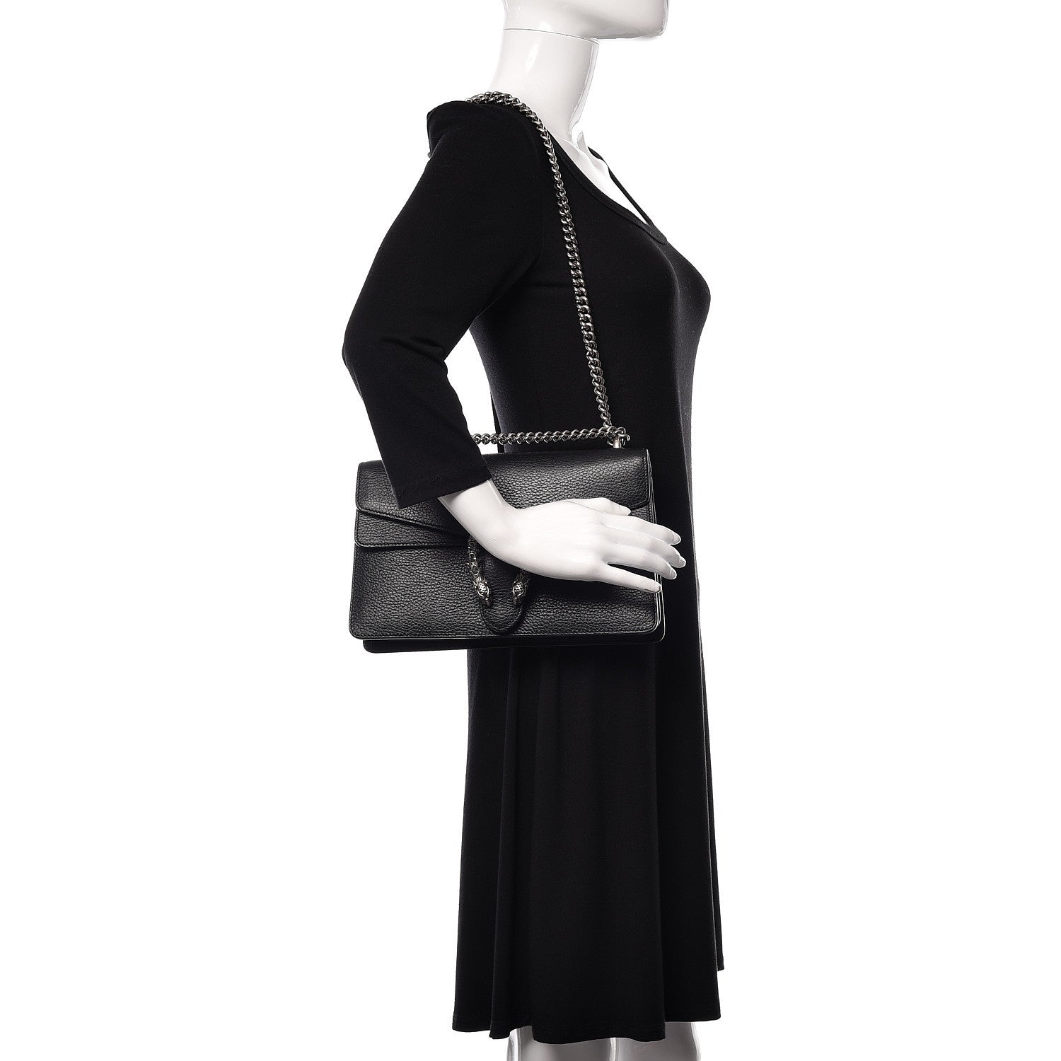 Gucci Pebbled Calfskin Small Dionysus Shoulder Bag Black 2 of 10
