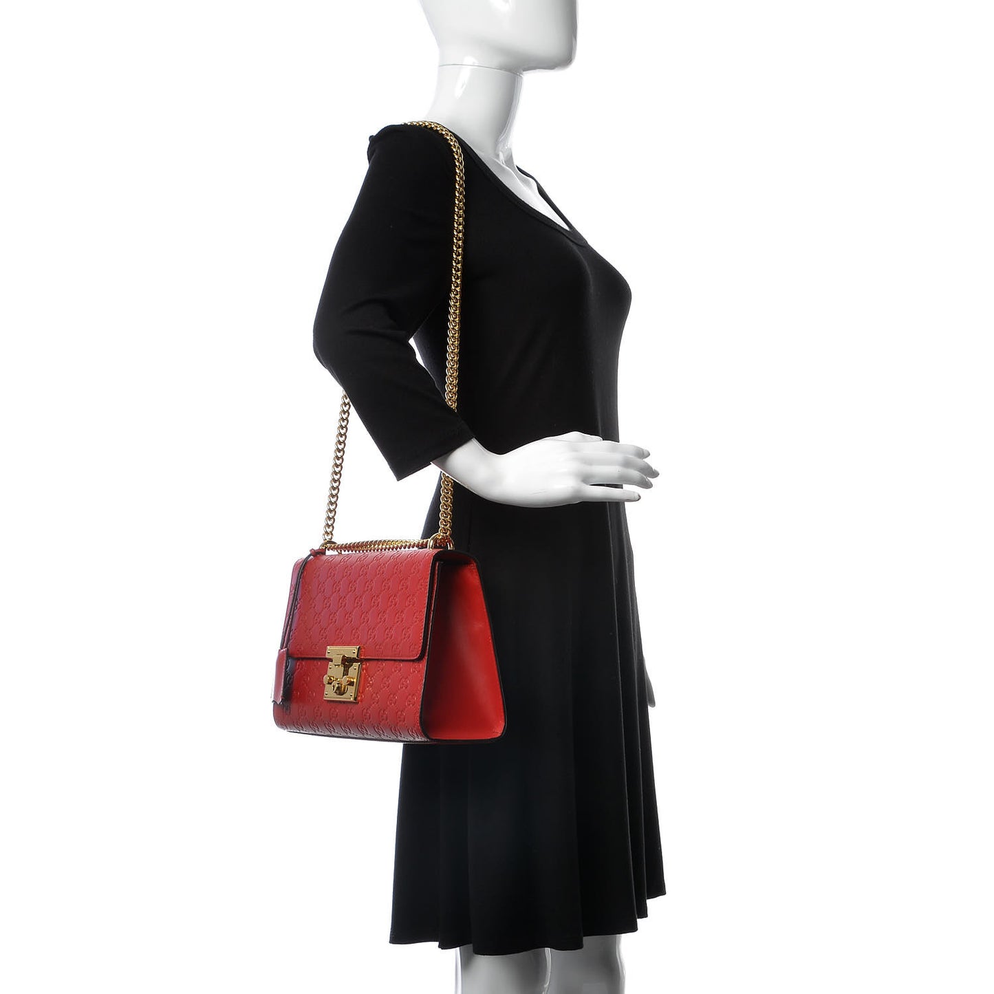Guccissima Medium Padlock Shoulder Bag Hibiscus Red