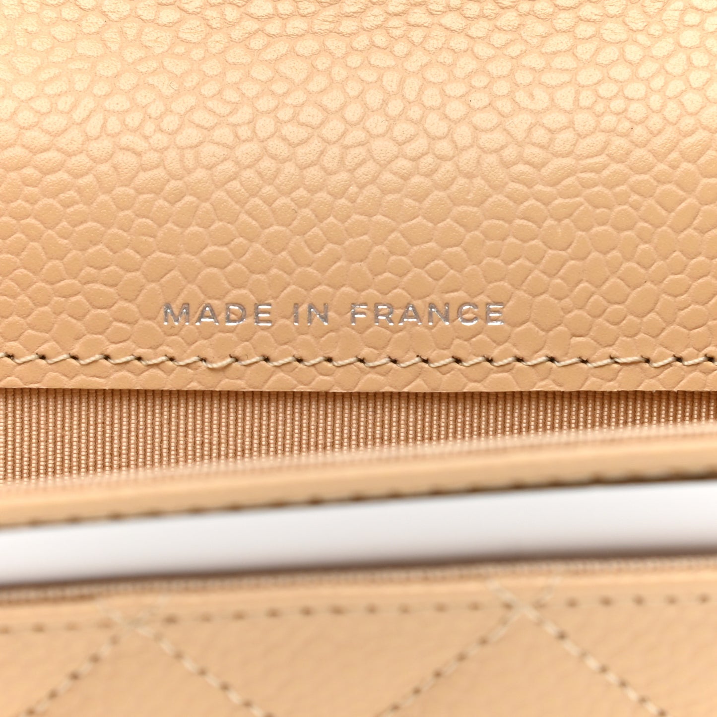 Caviar Quilted Flap Card Holder Wallet Light Beige
