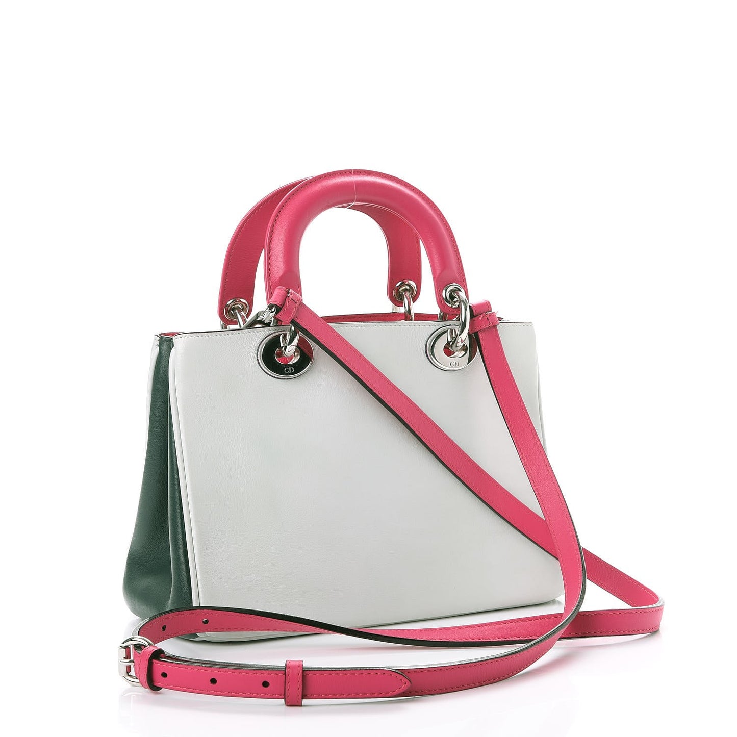 Calfskin Tri-Color Mini Diorissimo Tote Grey Dark Green Pink