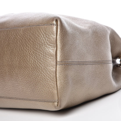 Gucci Metallic Pebbled Calfskin Medium Soho Chain Shoulder Bag Golden Beige 16 of 18