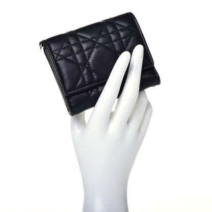 Christian Dior Lambskin Cannage Lady Dior Lotus Wallet Black 2 of 7