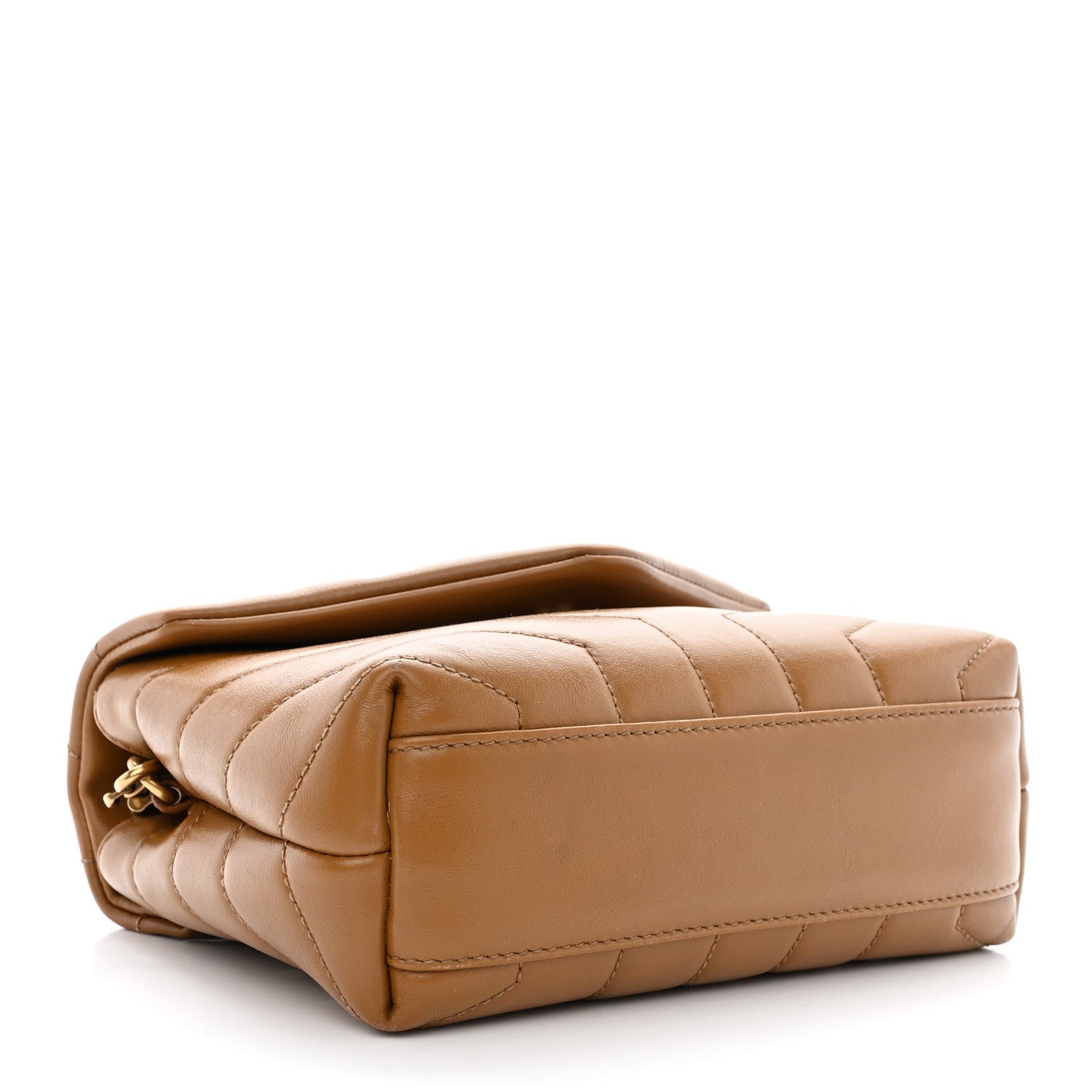 Saint Laurent Calfskin Y Quilted Monogram Toy Loulou Crossbody Bag Dark Natural 4 of 12