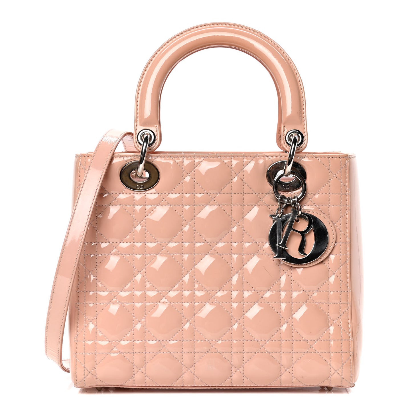 Patent Cannage Medium Lady Dior Rose Clair
