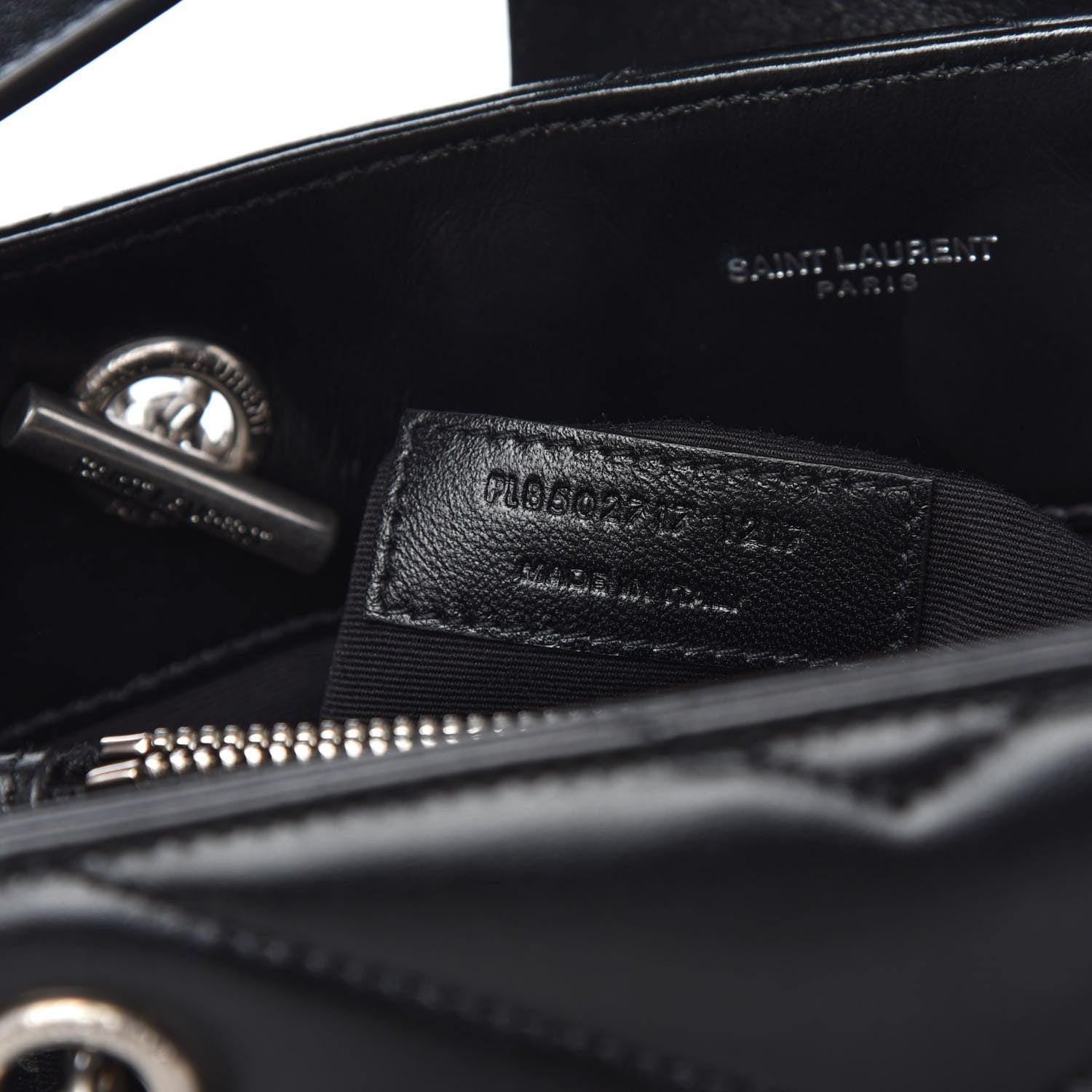 Saint Laurent Calfskin Y Quilted Monogram Small Loulou Shopper Black 9 of 10