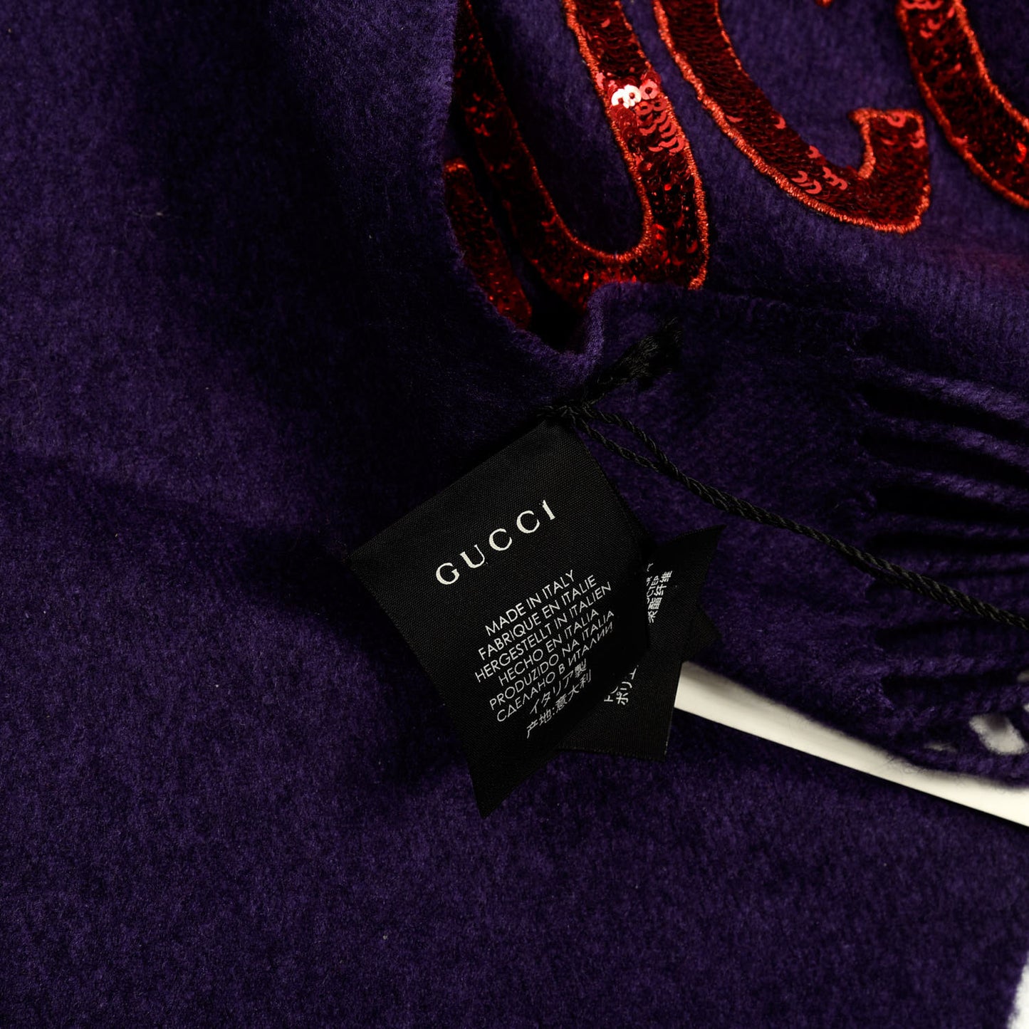 Silk Cashmere Sequins Guccy Scarf Purple