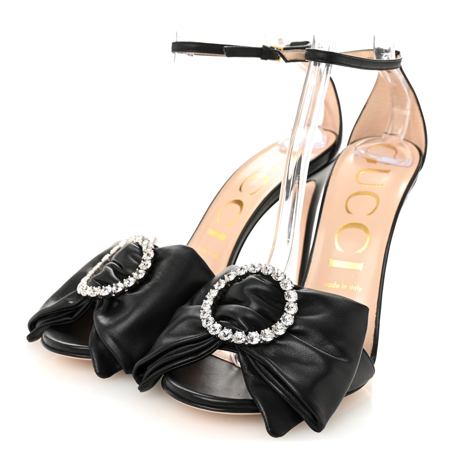 Gucci Nappa Ilse Pleated Bow Sandals 39 Black 4 of 9