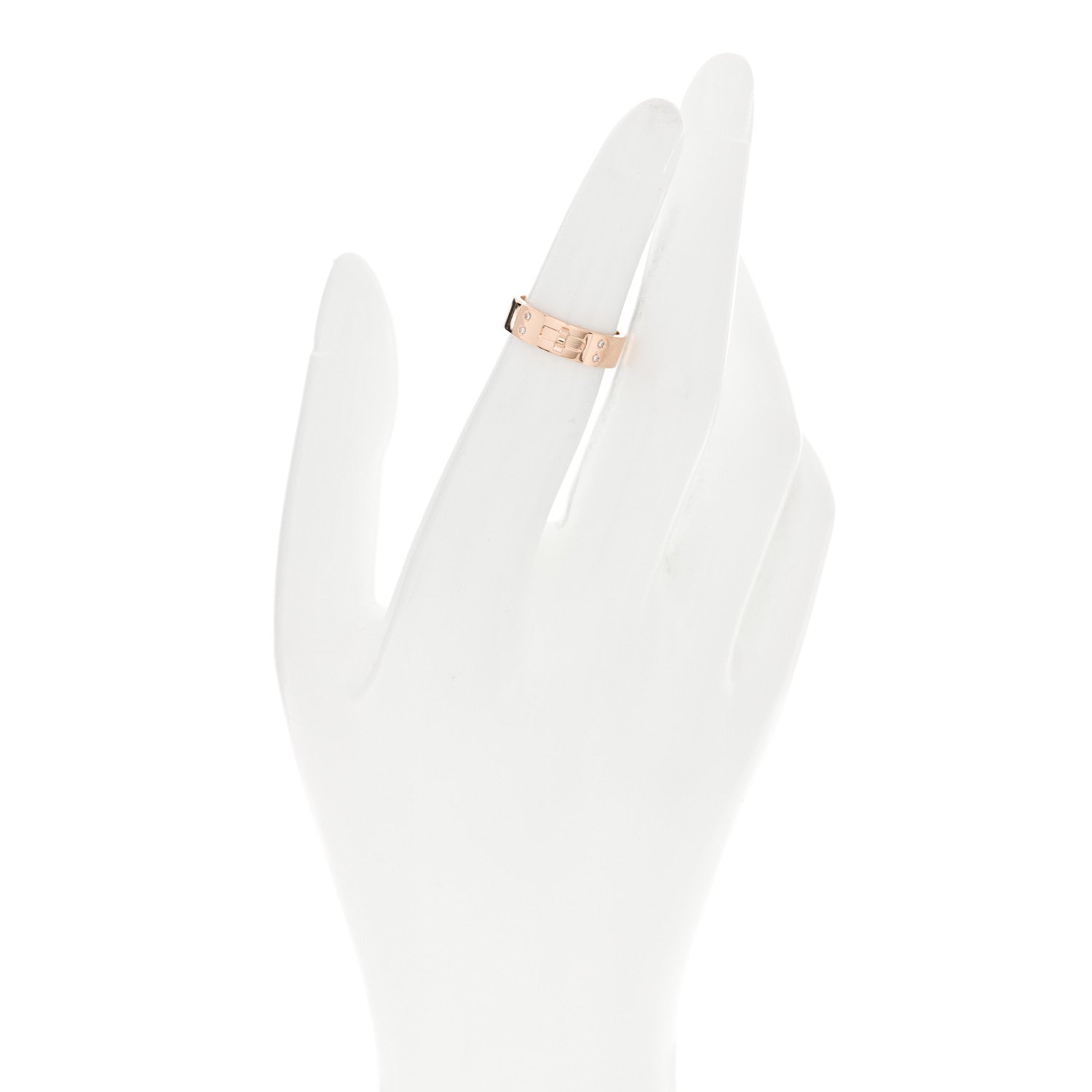 Hermes 18K Rose Gold Diamond PM Kelly Ring 48 4.5 2 of 5
