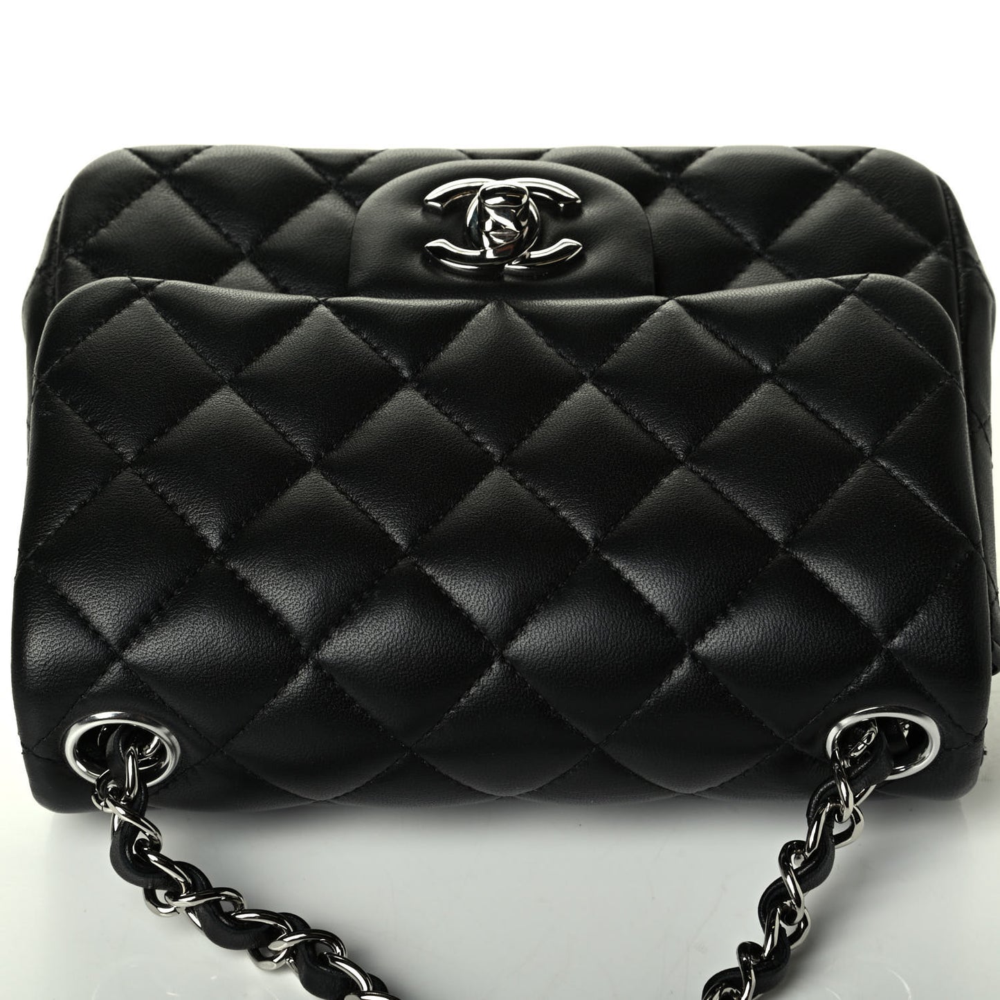 Lambskin Quilted Mini Square Flap Black