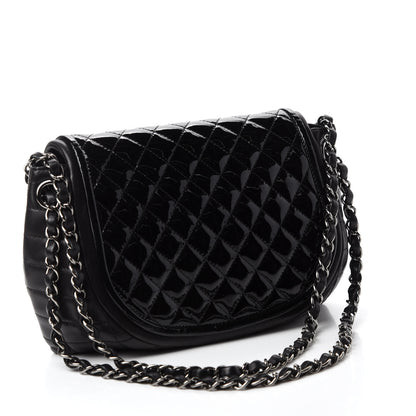 Chanel Lambskin Patent Classic Twist Crescent Flap Bag Black 3 of 10