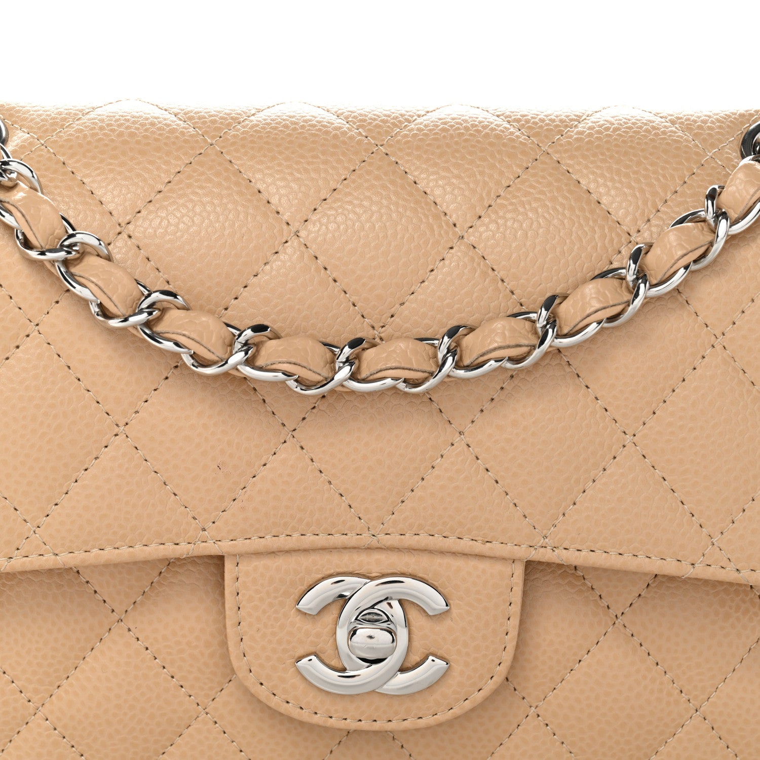 Chanel Caviar Quilted Small Double Flap Beige 8 of 15