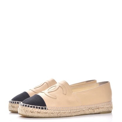 Chanel Lambskin CC Espadrilles 41 Beige Black 3 of 13