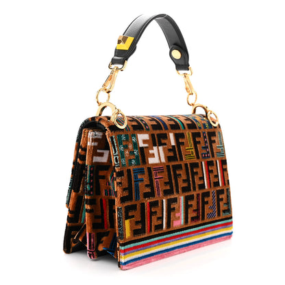 Fendi Velvet Vitello Dolce Fun Fair Kan I Shoulder Bag Tobacco Multicolor Black 3 of 10