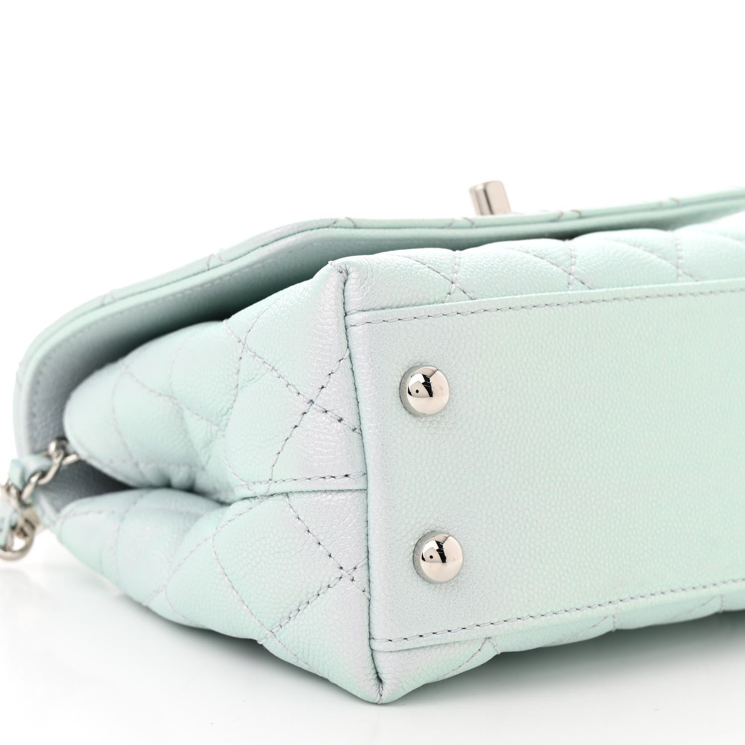 Chanel Iridescent Caviar Quilted Extra Mini Coco Handle Flap Light Blue 9 of 10