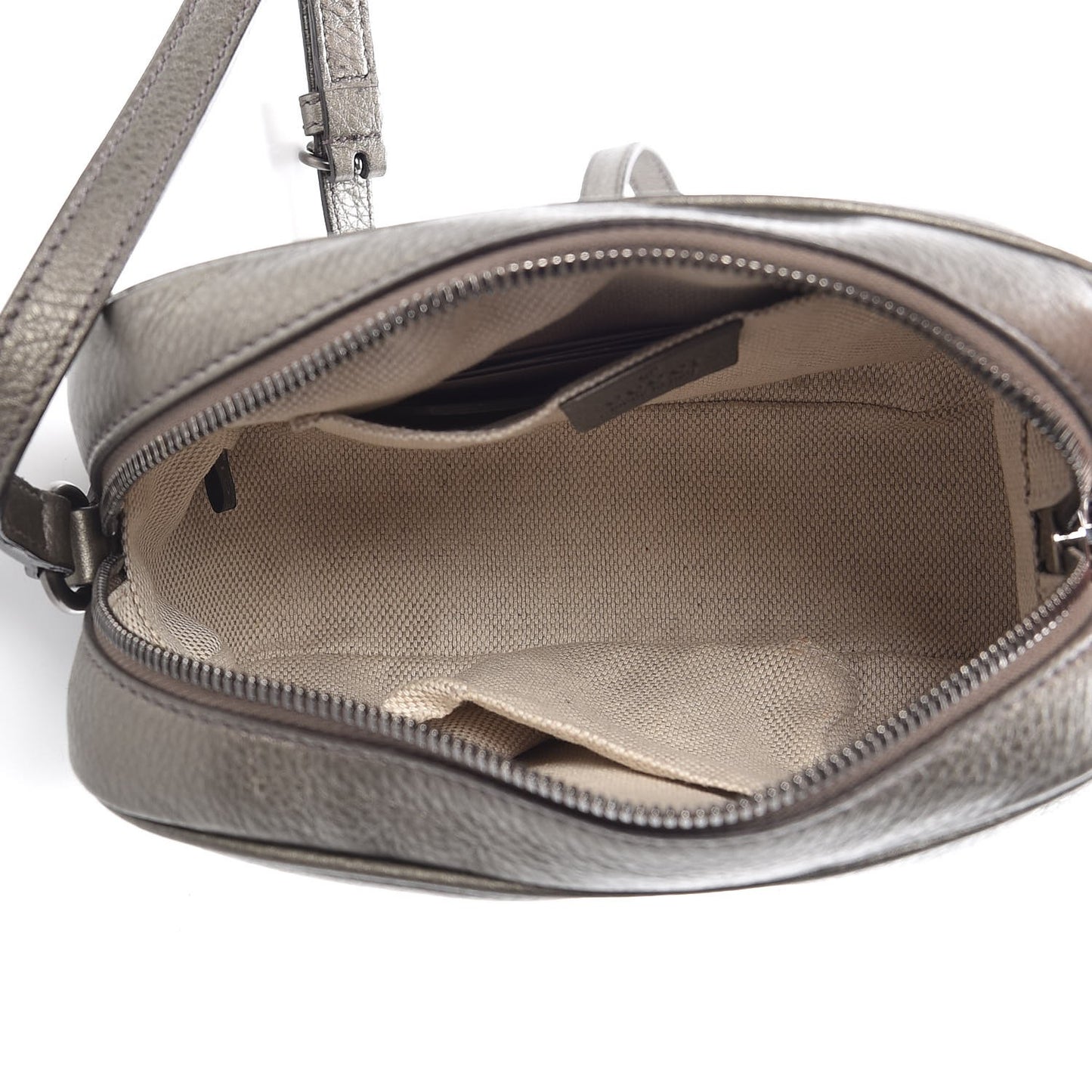 Metallic Pebbled Calfskin Small Soho Disco Bag Sasso