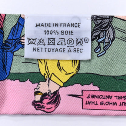 Hermes Silk Wow Twilly Rose Vert Jaune 3 of 4