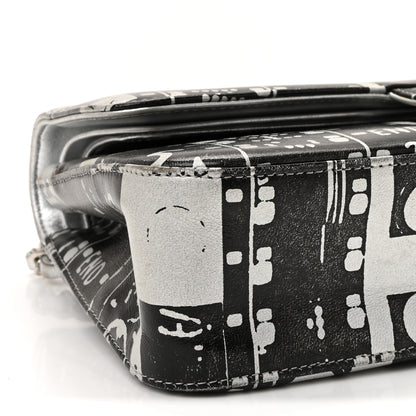 Chanel Lambskin Graffiti Printed Medium Double Flap Black Silver 9 of 10