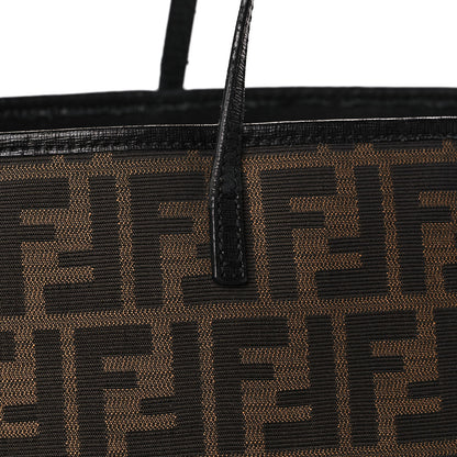 Fendi Zucca Vitello Elite Medium Roll Tote Tobacco Black 15 of 22