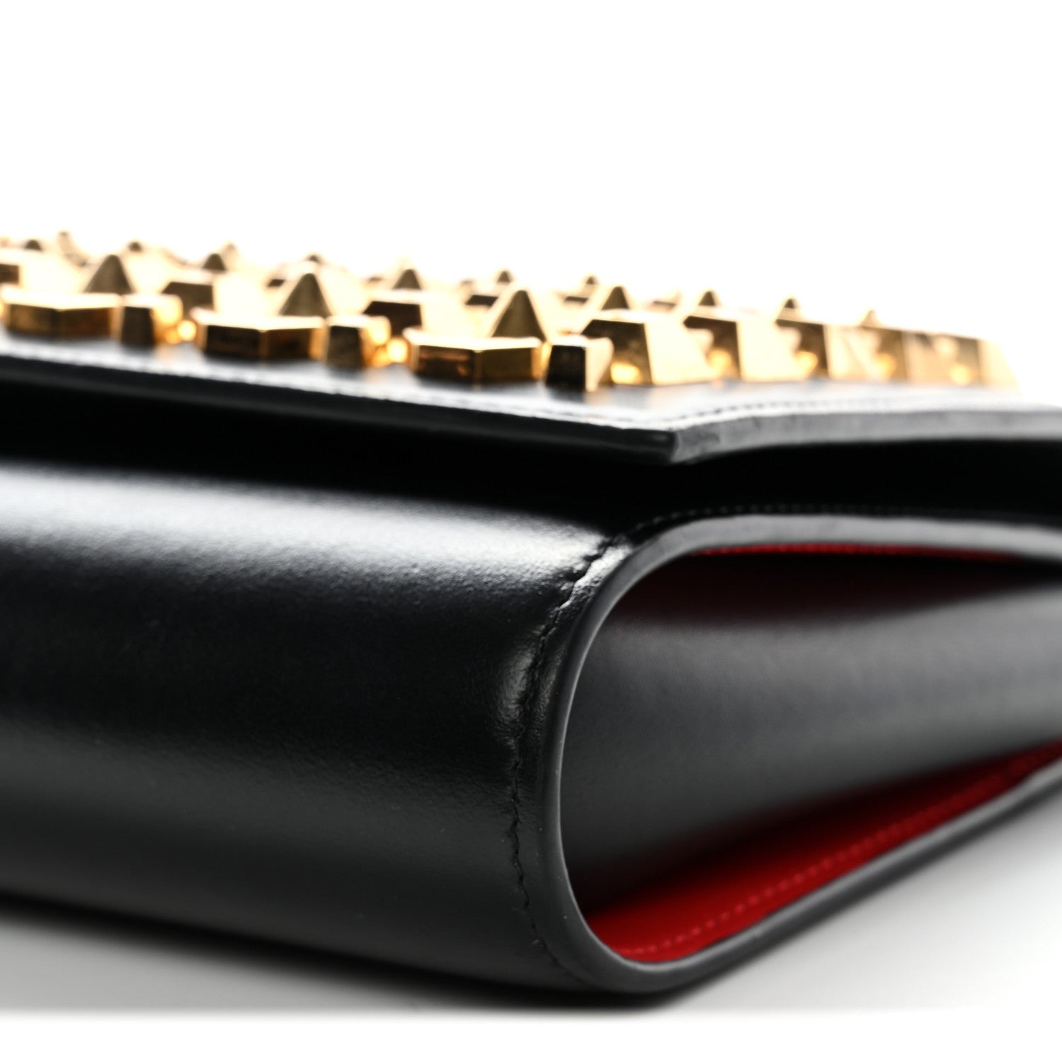 Christian Louboutin Calfskin Spikes Empire Paloma Clutch Black 10 of 10