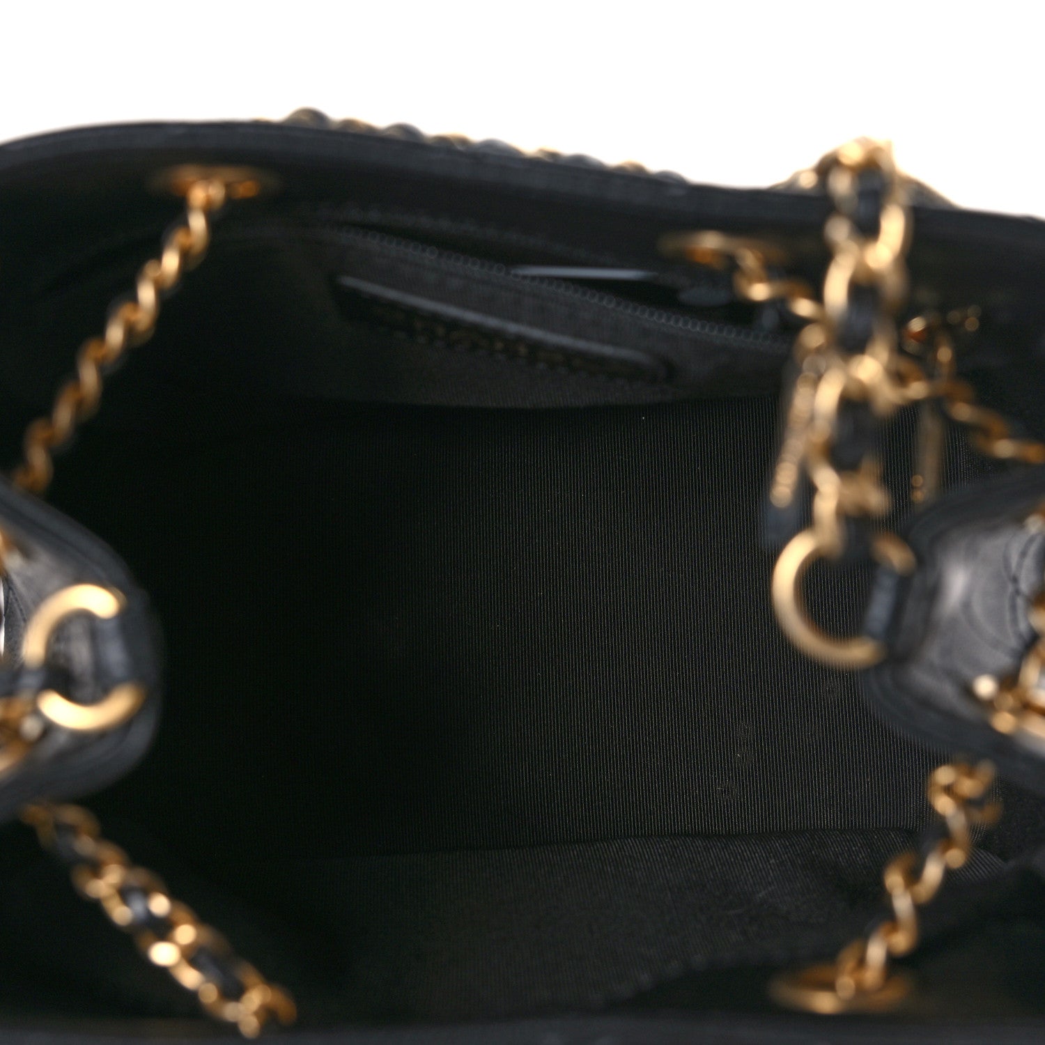 Chanel Calfskin Stitched Small Egyptian Amulet Drawstring Bag Black 5 of 9