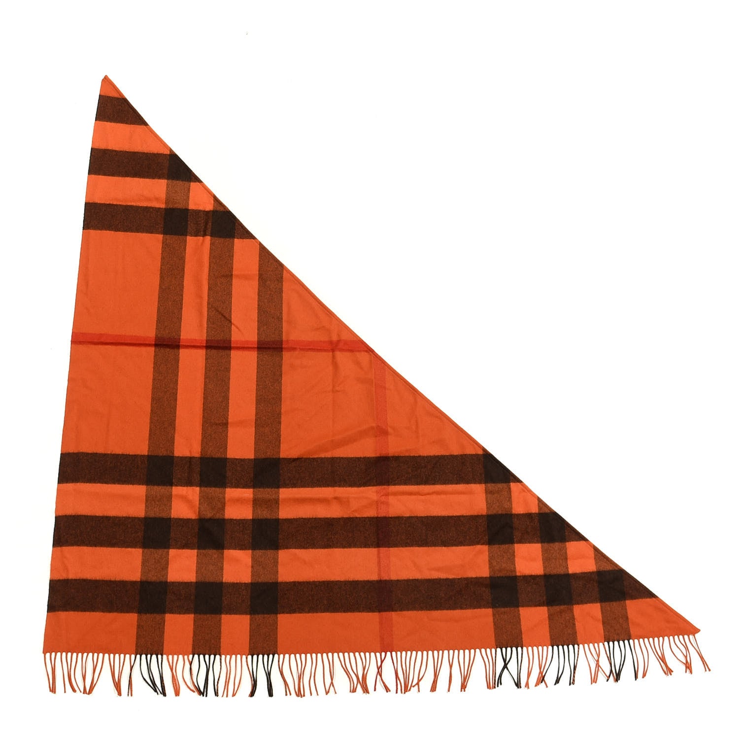 Burberry Cashmere Half Mega Check Bandana Scarf Orange Red 1 of 2