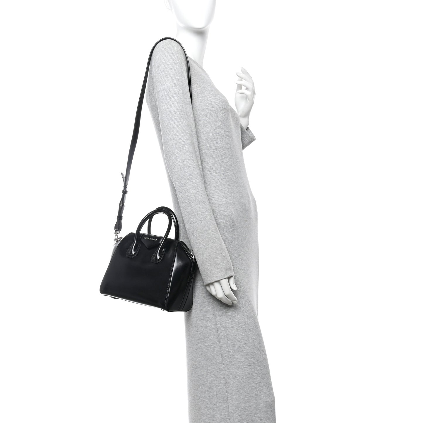 Shiny Lord Calfskin Mini Antigona Black