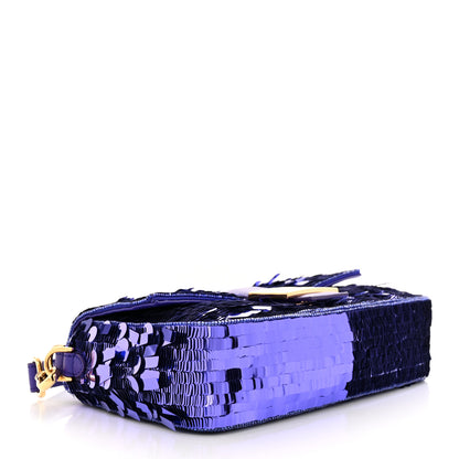 Fendi Sequin Paillettes Shiny Nappa Sex and the City Baguette Viola Purple Rain 4 of 11