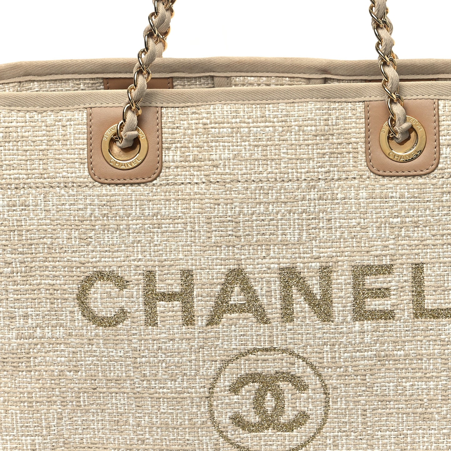 Lurex Boucle Small Deauville Tote Ivory