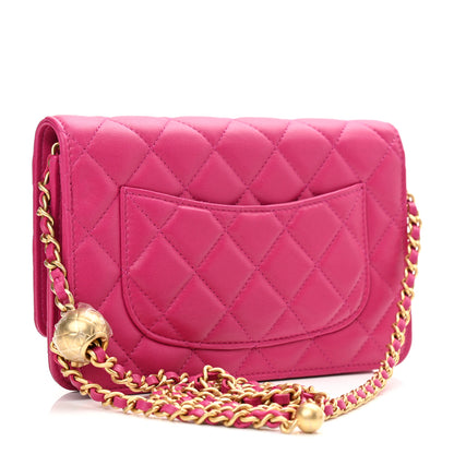 Chanel Lambskin Quilted CC Pearl Crush Wallet on Chain WOC Dark Pink 2 of 11
