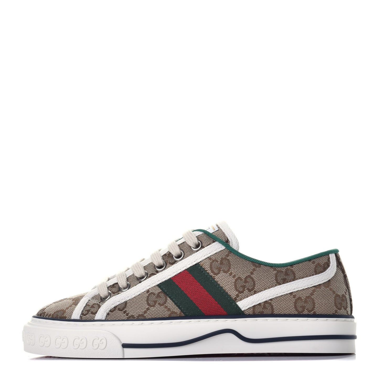 GG Monogram Web Womens 1977 Tennis Sneakers 35.5 Beige Ebony Mystic White