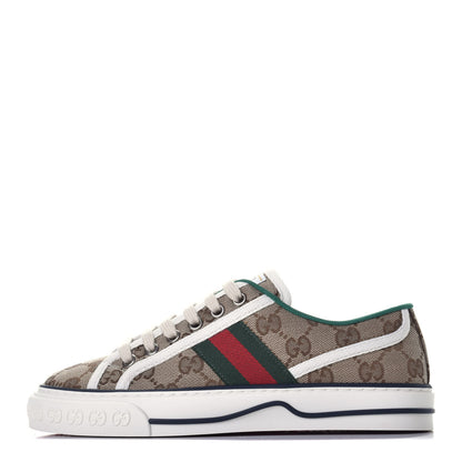 Gucci GG Monogram Web Womens 1977 Tennis Sneakers 35.5 Beige Ebony Mystic White 1 of 8