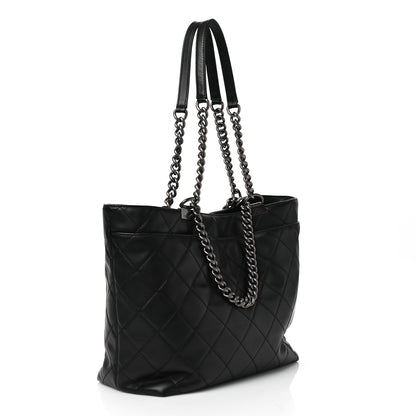 Chanel Calfskin Quilted Large Shopping In Chains Tote Black 3 of 10