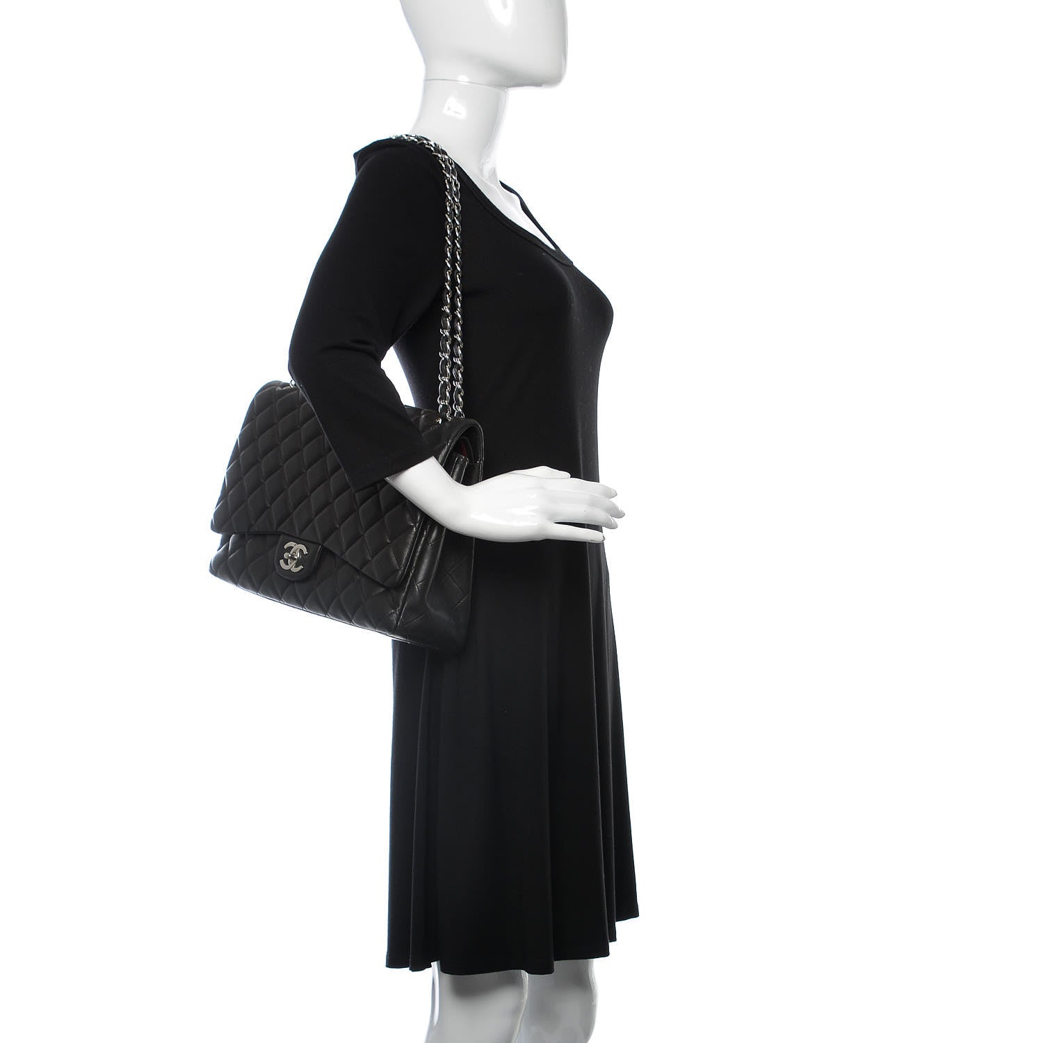 Chanel Lambskin Quilted Maxi Double Flap Black 2 of 11