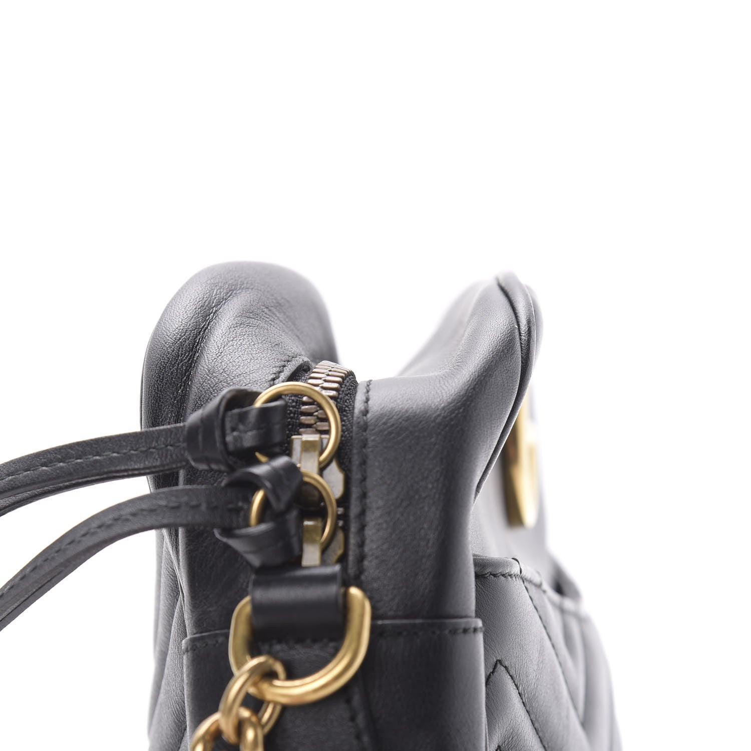 Gucci Calfskin Matelasse Medium GG Marmont Chain Shoulder Bag Black 13 of 14