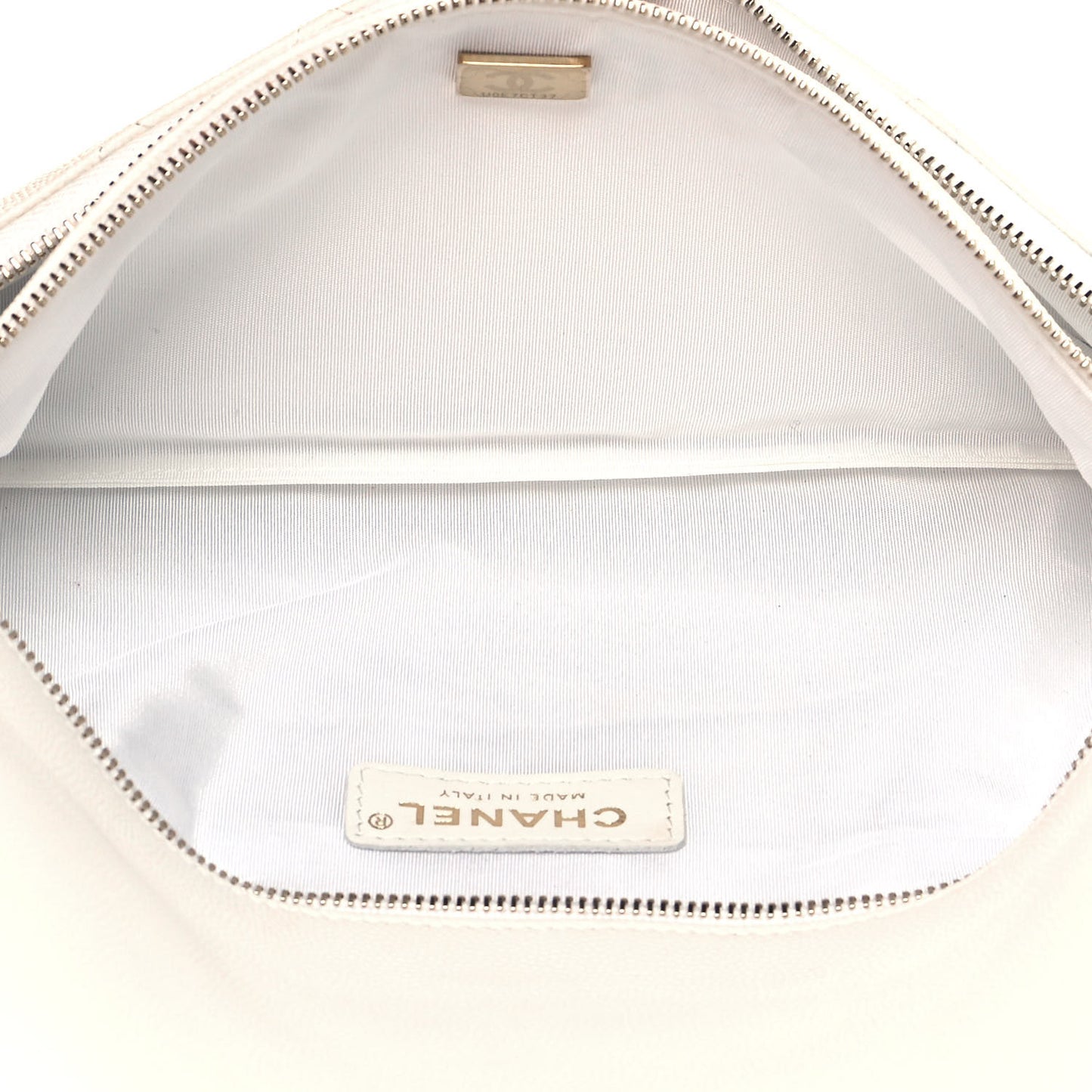 Caviar Quilted Flap Clutch White
