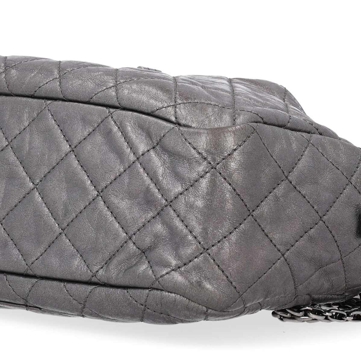 Chanel Metallic Aged Calfskin Quilted Medium Reissue Camera Case Dark Silver 9 of 9