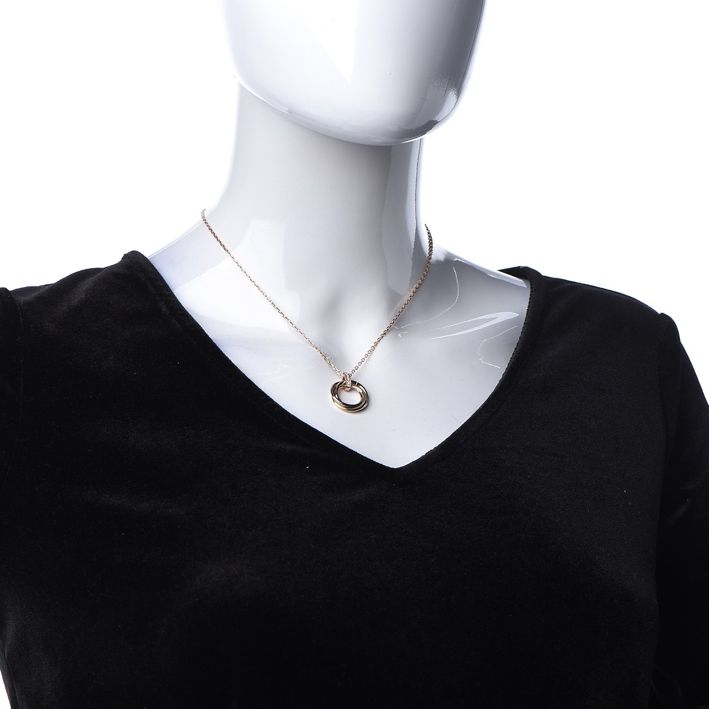 18K Pink White Yellow Gold Diamond Trinity Pendant Necklace