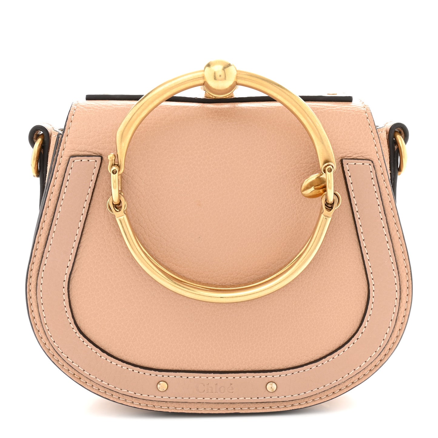 Calfskin Suede Small Nile Bracelet Bag Biscotti Beige