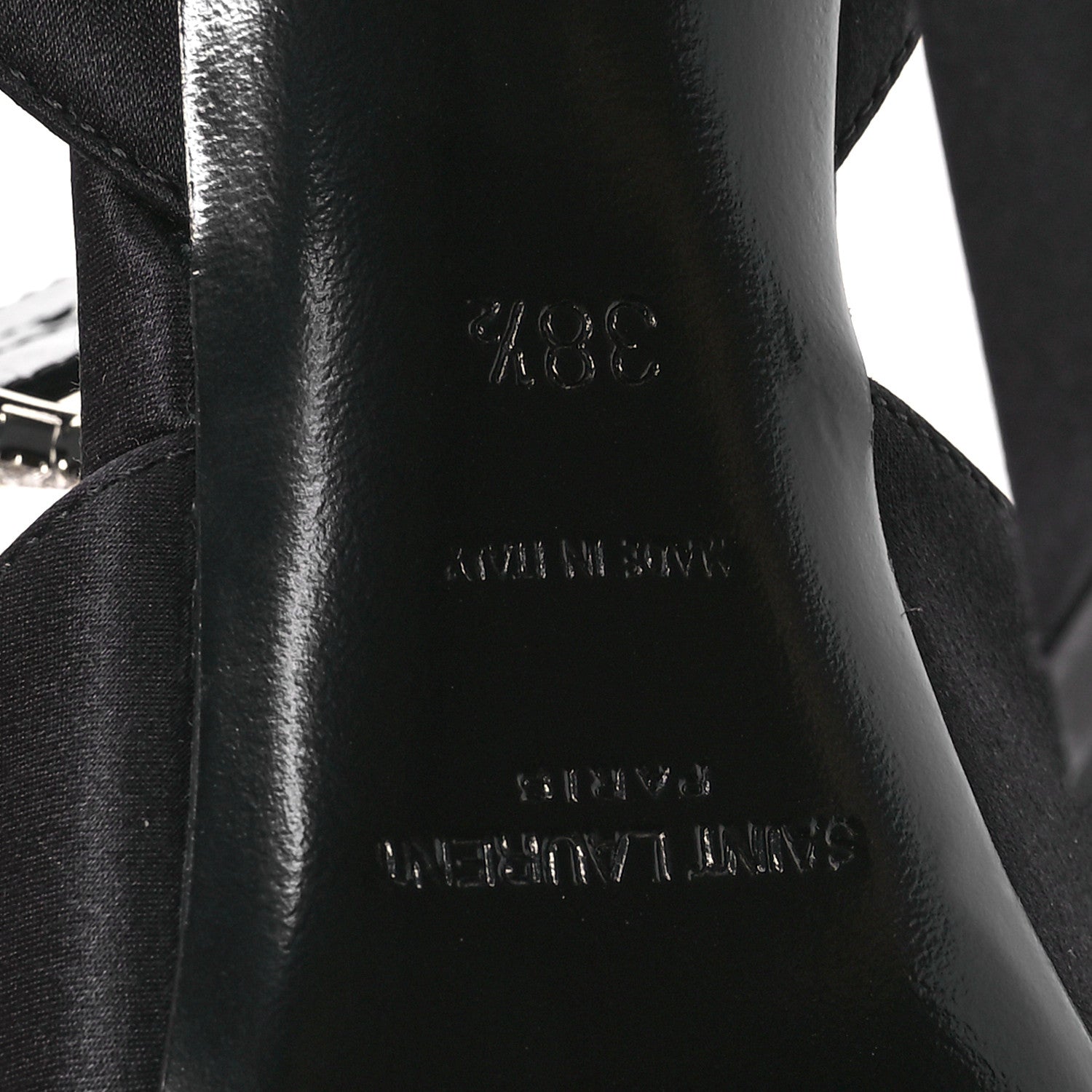 Saint Laurent Crepe Satin Crystal Buckle Claude 110 Slingback Pumps 38.5 Black 7 of 10
